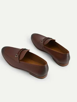 Textured Leather Loafers With Metal Bit
