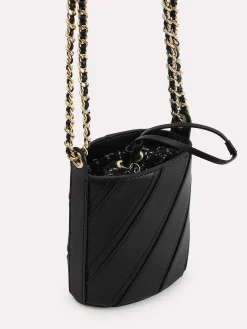 Tweed Drawstring Bucket Bag