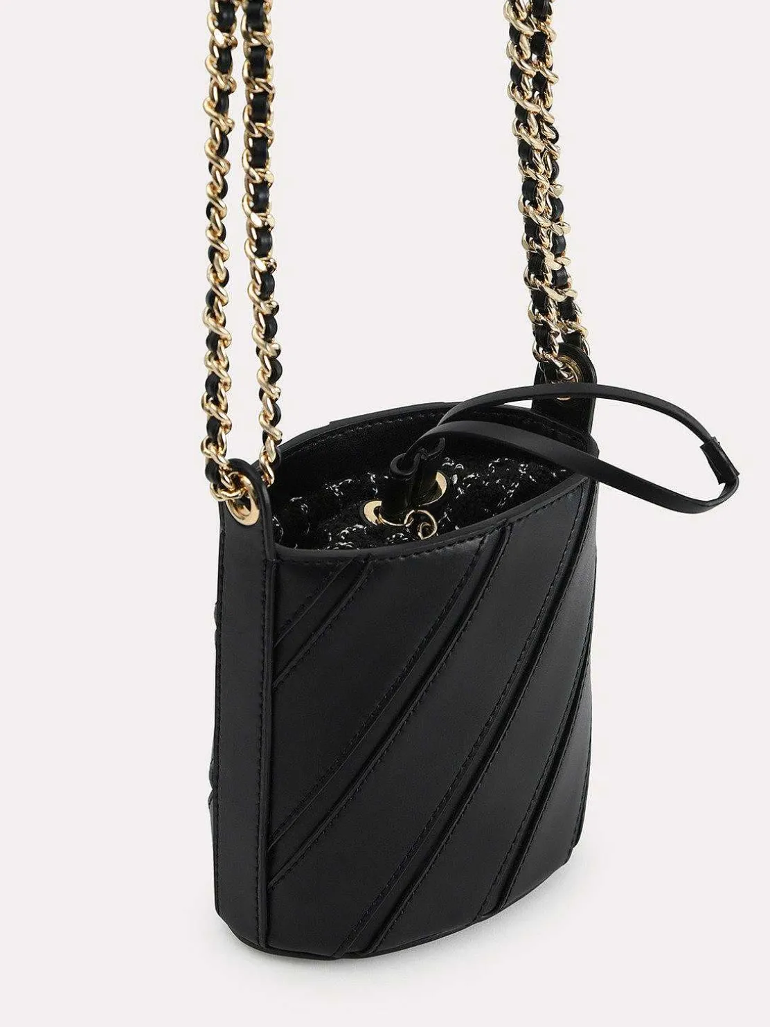 Tweed Drawstring Bucket Bag