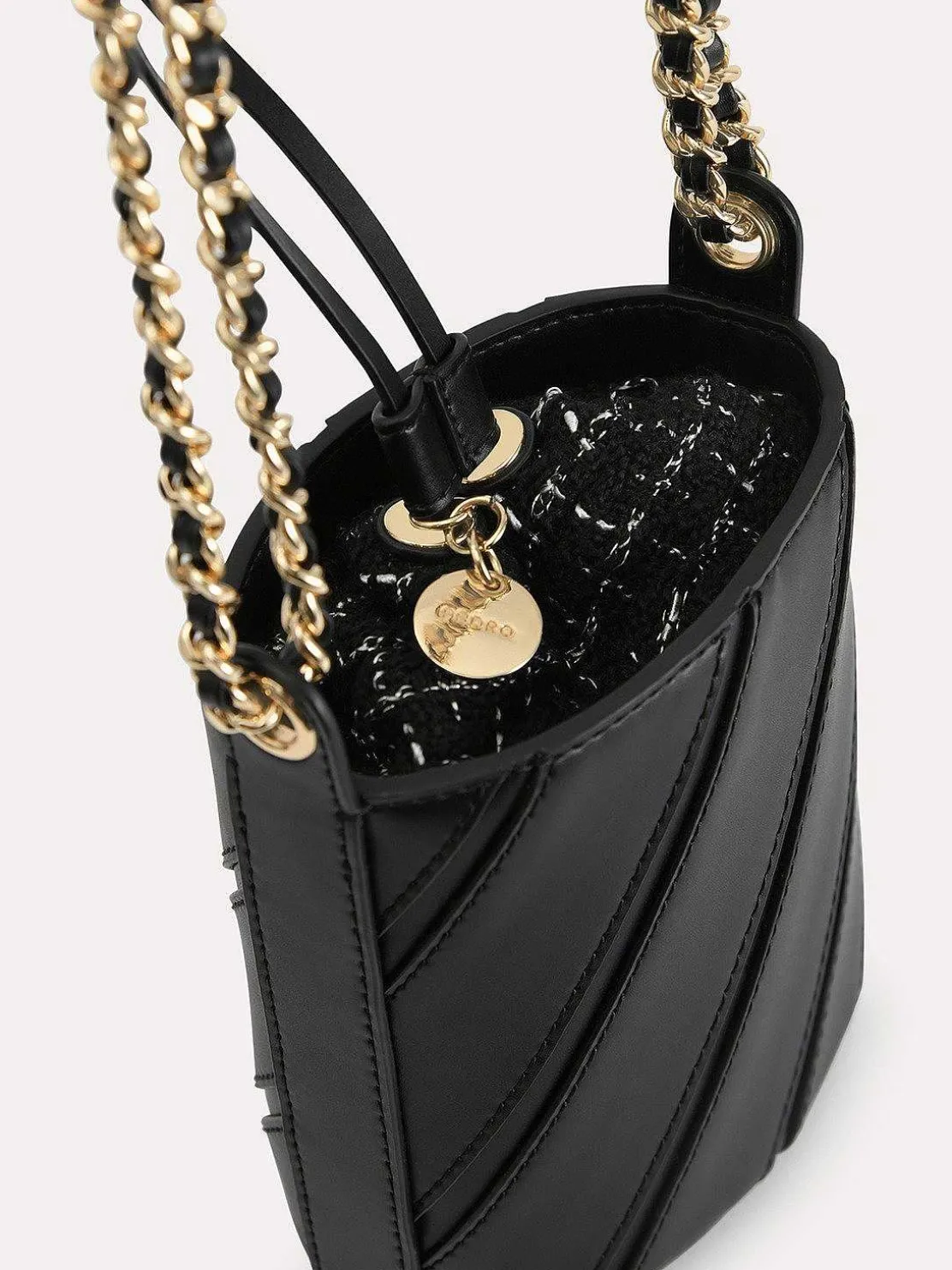Tweed Drawstring Bucket Bag