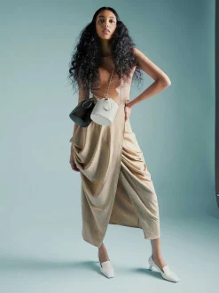 Tweed Drawstring Bucket Bag