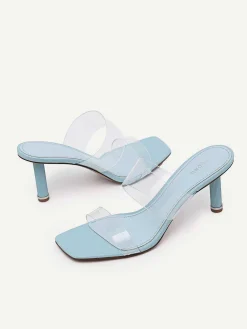 Vinyl Double Strap Heel Sandals