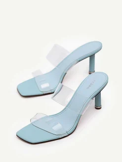 Vinyl Double Strap Heel Sandals