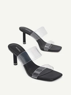 Vinyl Double Strap Heel Sandals