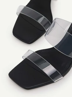 Vinyl Double Strap Heel Sandals