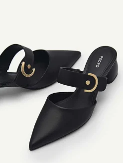 Yasmin Leather Heel Mules