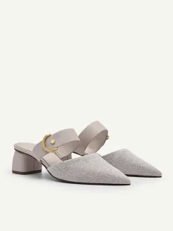 Yasmin Linen Heel Mules