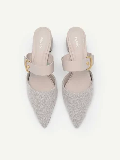 Yasmin Linen Heel Mules